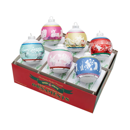 CC Signature Flocked Round Ornaments 6 Count - Christmas Place