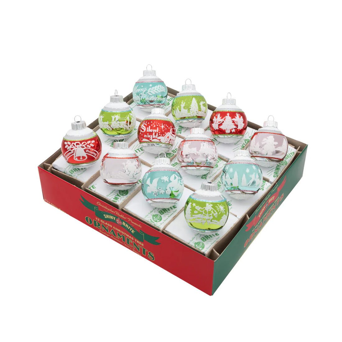 FF Signature Flocked Round Ornaments 12 Count - Christmas Place