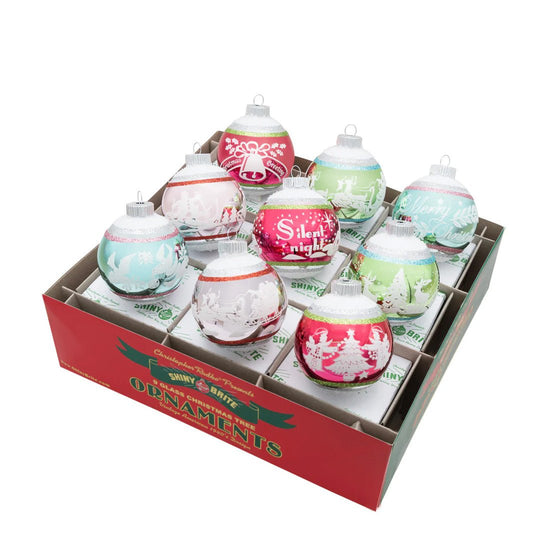 FF Signature Flocked Round Ornaments 9 Count - Christmas Place