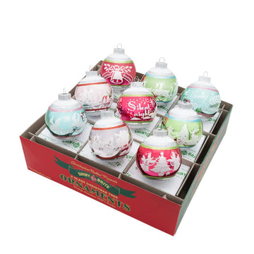 FF Signature Flocked Round Ornaments 9 Count - Christmas Place