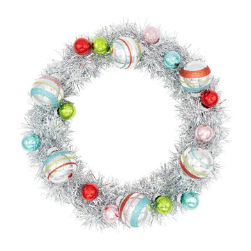FF Silver Wreath With Rounds Ornament - Christmas Place
