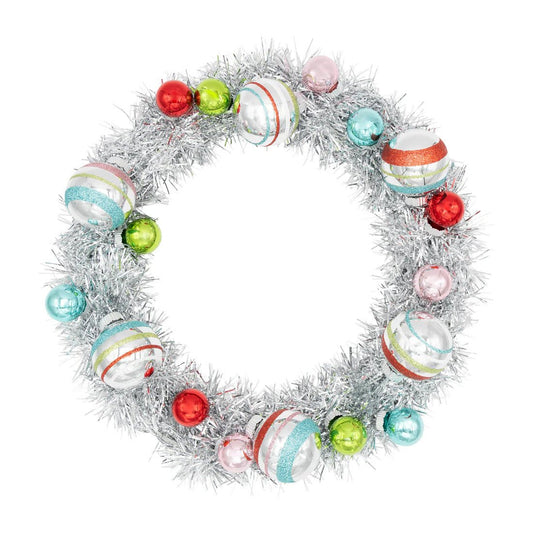FF Silver Wreath With Rounds Ornament - Christmas Place