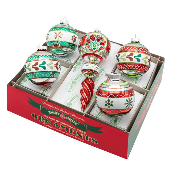HS Decorated Rounds And Shape Ornaments 5 Count - Christmas Place