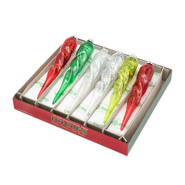 HS Glass Icicle Ornaments 6 Count