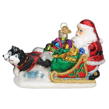 Santa Dog Sled Ornament
