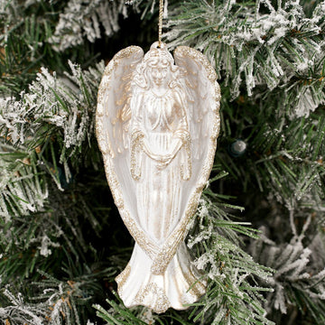 Whitewash Gold Angel Christmas Ornament Christmas Place