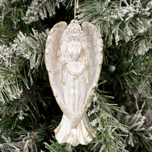 Whitewash Gold Angel Christmas Ornament Christmas Place