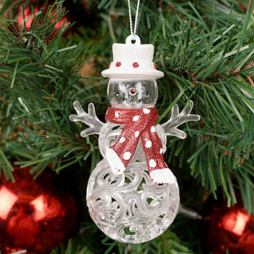 4IN WHITE SNOWMAN RED SCARF ORN - Christmas Place