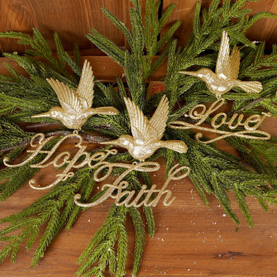 Gold Hummingbird Word Ornaments 3 Styles Christmas Place