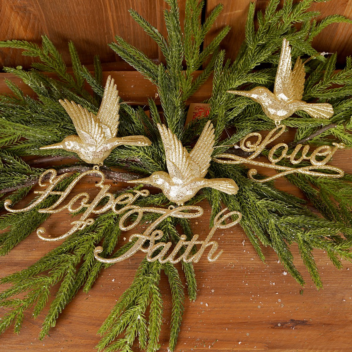 Gold Hummingbird Word Ornaments 3 Styles Christmas Place
