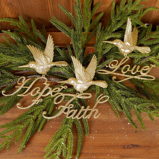 Gold Hummingbird Word Ornaments 3 Styles Christmas Place