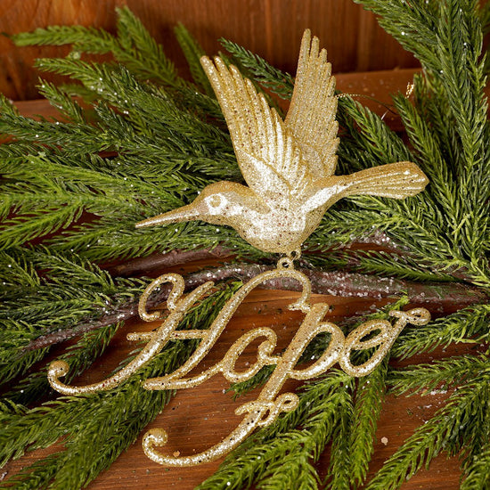 Gold Hummingbird Word Ornaments 3 Styles Hope Christmas Place