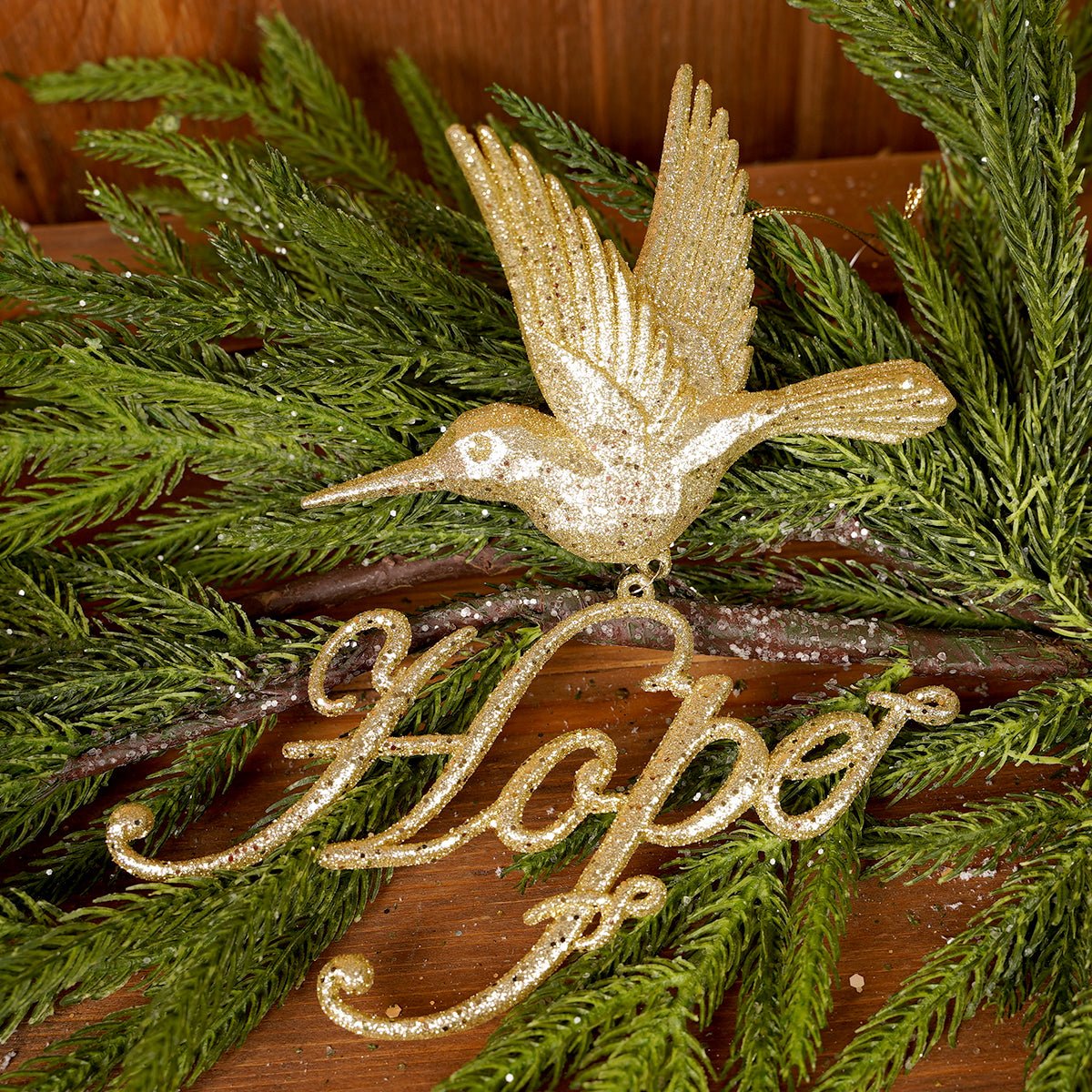 Gold Hummingbird Word Ornaments 3 Styles Hope Christmas Place