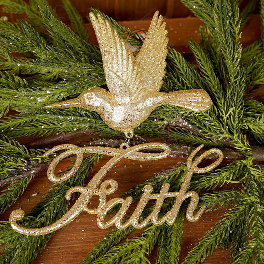 Gold Hummingbird Word Ornaments 3 Styles Faith Christmas Place