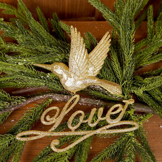 Gold Hummingbird Word Ornaments 3 Styles Love Christmas Place