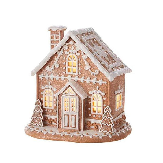 12in Lighted Brown Gingerbread House
