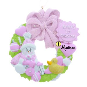 Baby's 1ST Snowman Girl Wreath - Christmas Place
