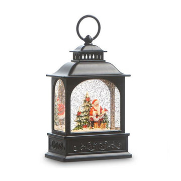 10in Lighted Santa in Forest Water Lantern