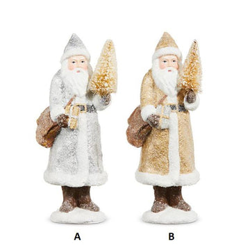 8in Glitter Santa With Trees