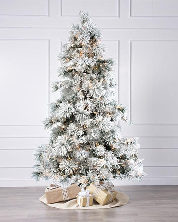12 Ft Snowy Flocked Long Needle - Christmas Place