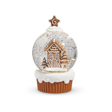 8in Lighted Gingerbread Cupcake Waterglobe