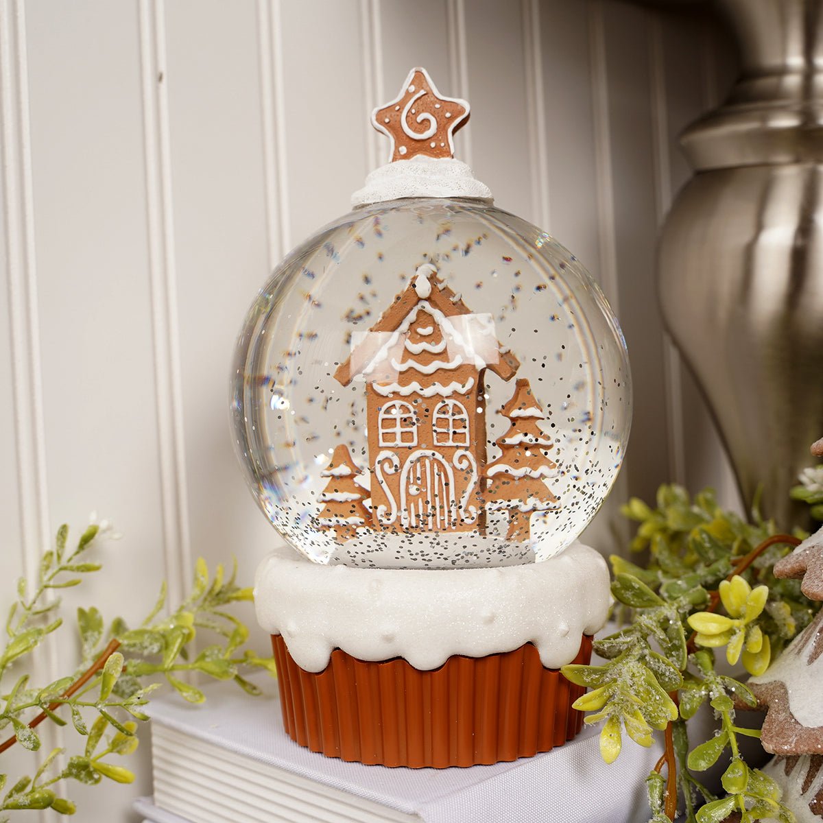 8in Lighted Gingerbread Cupcake Waterglobe - Christmas Place