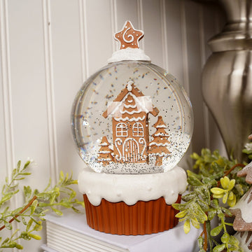 8in Lighted Gingerbread Cupcake Waterglobe - Christmas Place