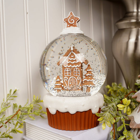 8in Lighted Gingerbread Cupcake Waterglobe - Christmas Place