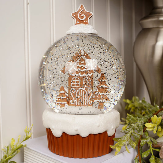 8in Lighted Gingerbread Cupcake Waterglobe - Christmas Place