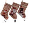 Burlap Christmas Characters Stocking - Christmas Place