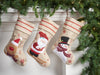 Burlap Christmas Characters Stocking - Christmas Place