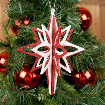 7Inch Red White 3D Snowflake Ornament