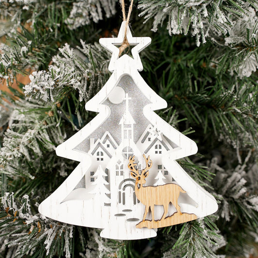6Inch Moose Scene White Tree Ornament - Christmas Place