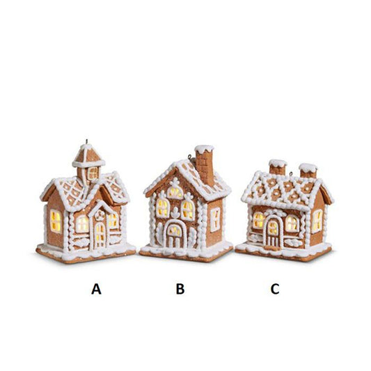 Lighted Brown Gingerbread House Ornament