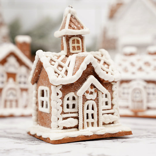 Lighted Brown Gingerbread House Ornament