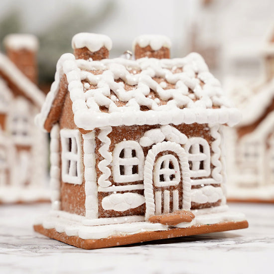 Lighted Brown Gingerbread House Ornament - Christmas Place