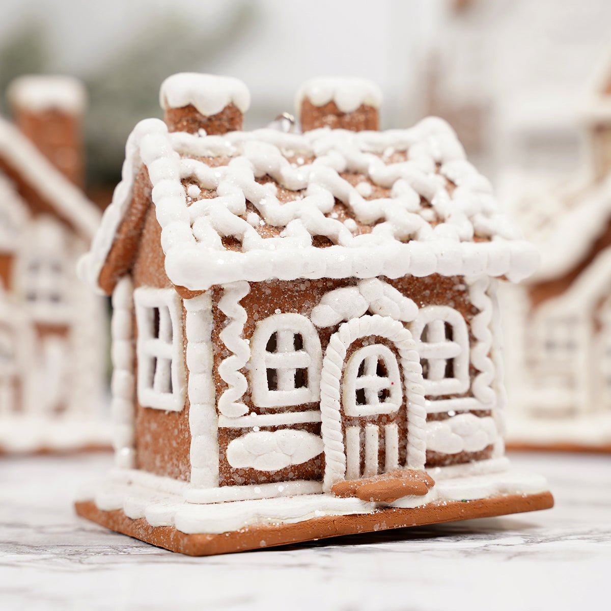 Lighted Brown Gingerbread House Ornament - Christmas Place