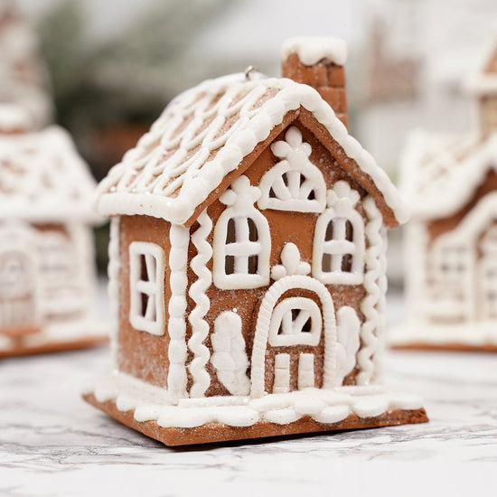 Lighted Brown Gingerbread House Ornament - Christmas Place