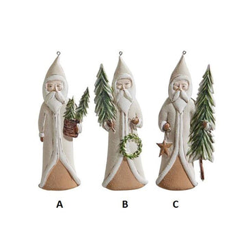 Grey Natural Santa Ornament