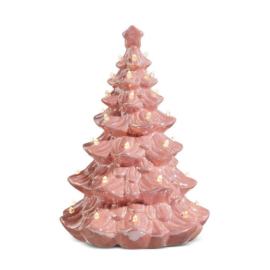 13 Inch Lighted Pink Vintage Tree - Christmas Place