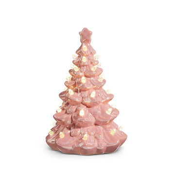8 Inch Lighted Pink Vintage Tree - Christmas Place