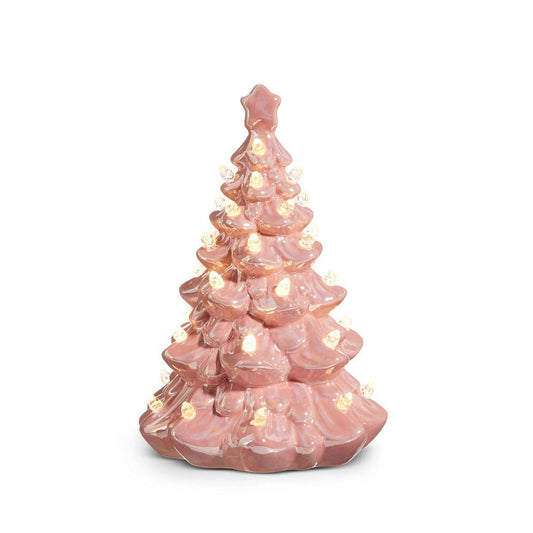8 Inch Lighted Pink Vintage Tree - Christmas Place