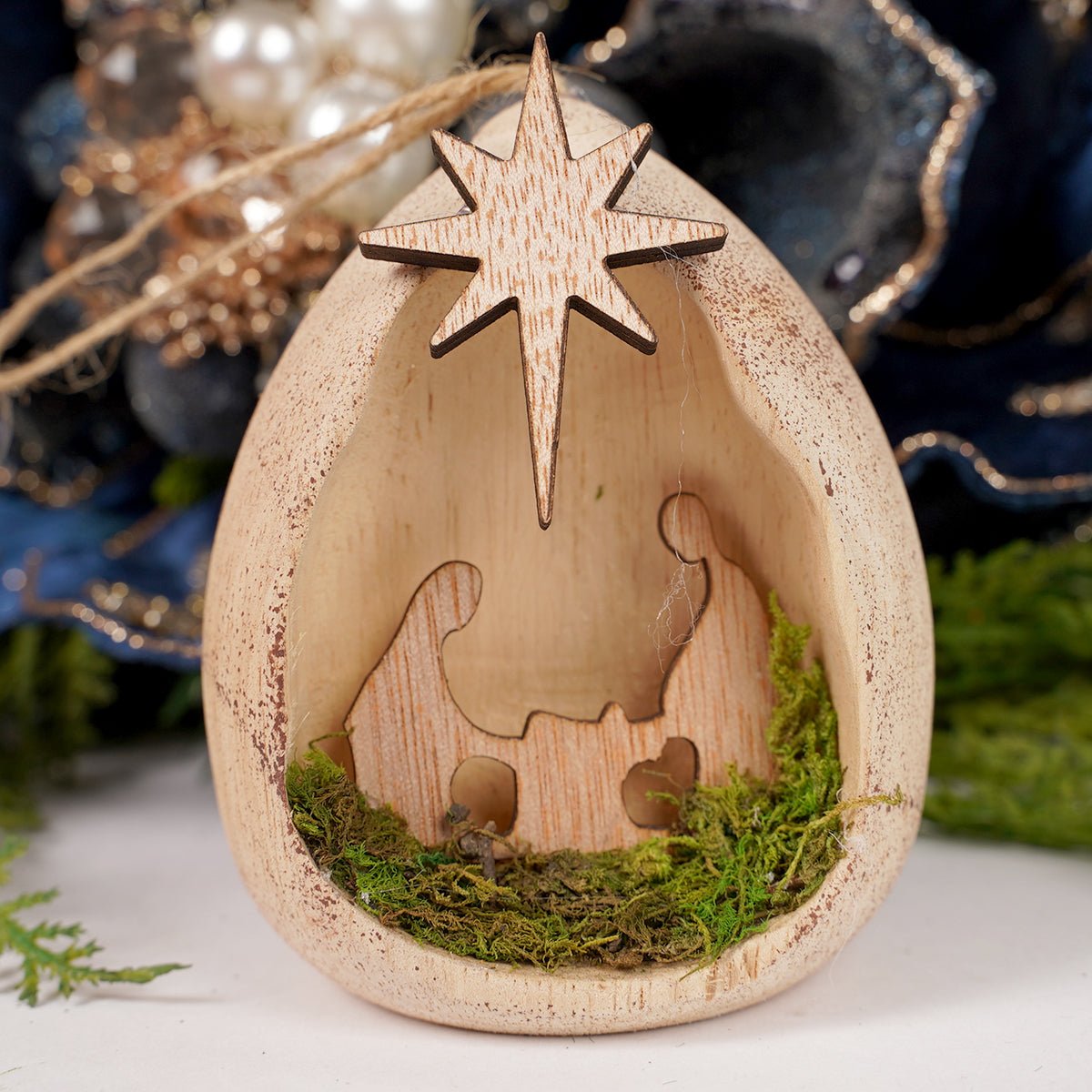 Wood Holy Family Ornament - Christmas Place