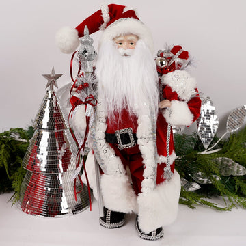 18IN RED SILVER WHITE SANTA - Christmas Place