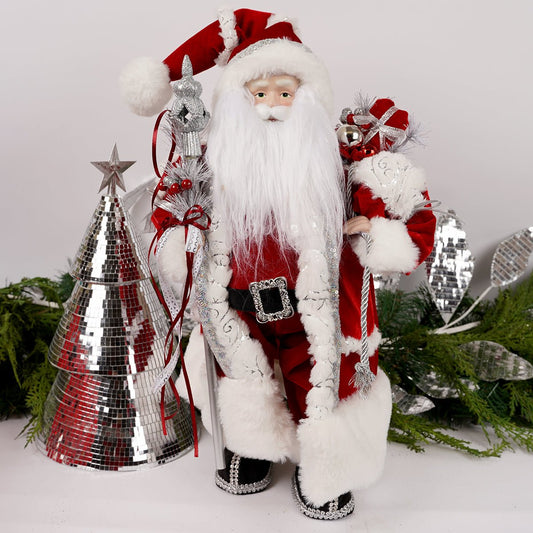 18IN RED SILVER WHITE SANTA - Christmas Place