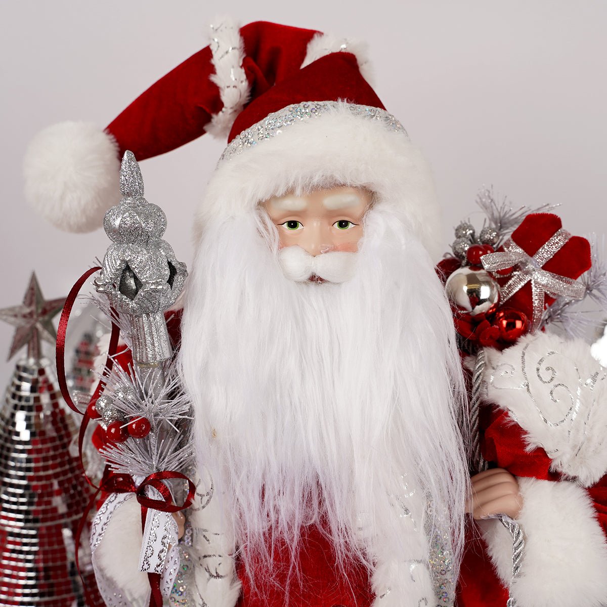 18IN RED SILVER WHITE SANTA - Christmas Place