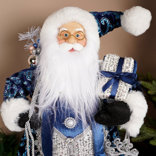 18Inch Dark Blue Santa - Christmas Place