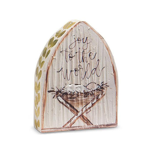 Jesus in Manger Wood Block Sign