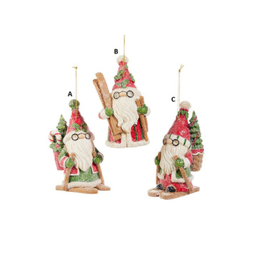 Skiing Santa Gnome Ornament