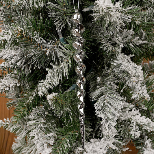 9Inch Silver Icicle Ornament